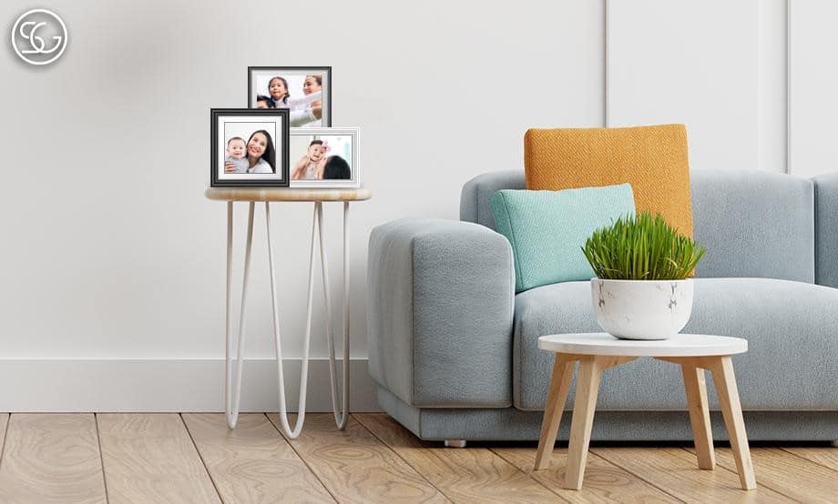 Side Table with photo frames