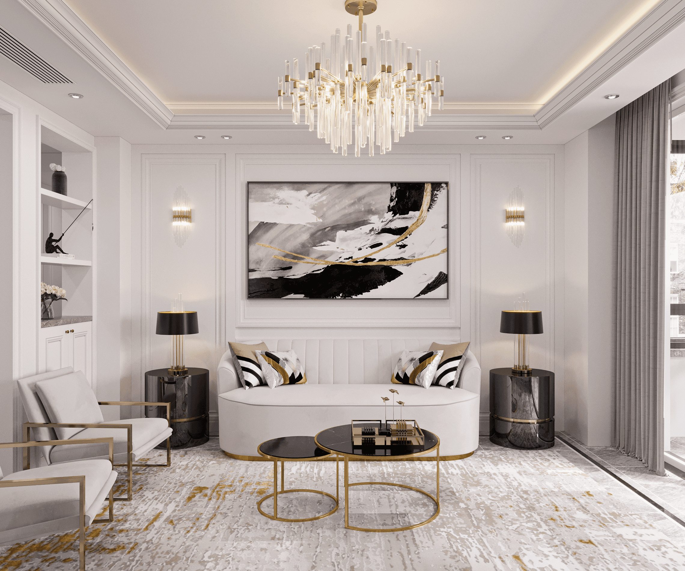 A Living Area With Luxurious Interior Design